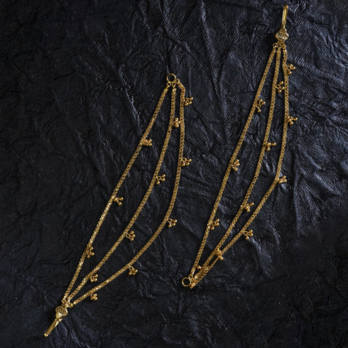 22 Carat Gold Geometrical Design Ear Side Chain |Champa Swaralu  7.7g by Mahita Collections